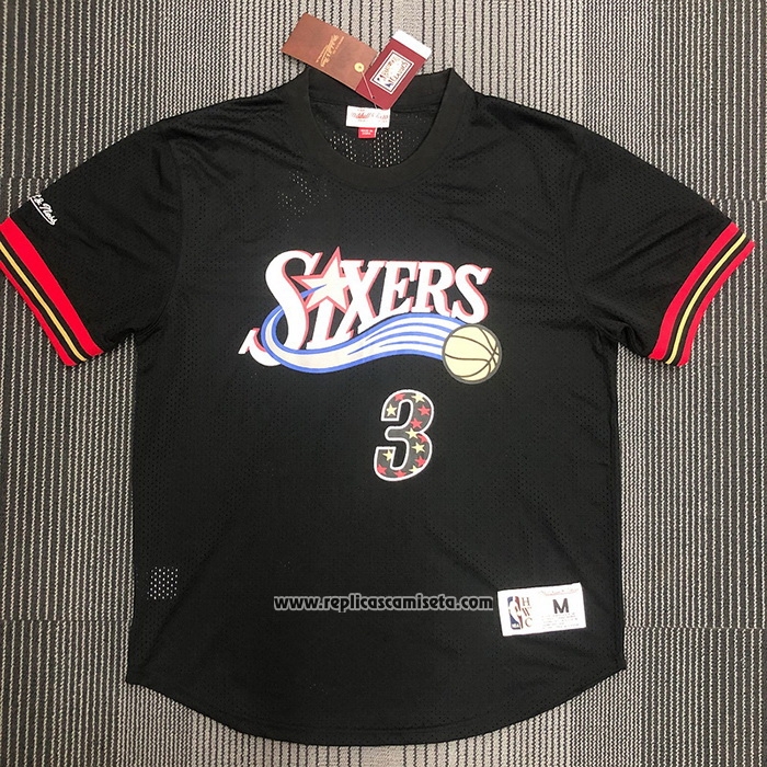 Camiseta Manga Corta Philadelphia 76ers Allen Iverson #3 Negro2